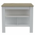 Depot E-Shop hygienic Delos Kitchen Island, White & Light Oak DE-ADB5773